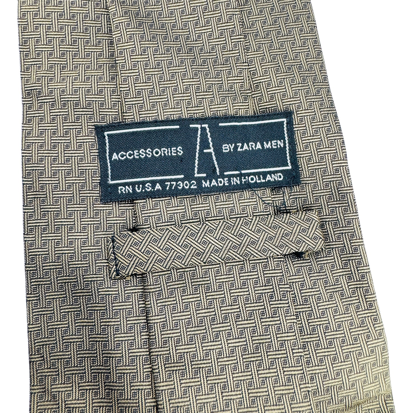 Zara Men Brown 'Geometric Woven Pattern' Tie (Size Regular)