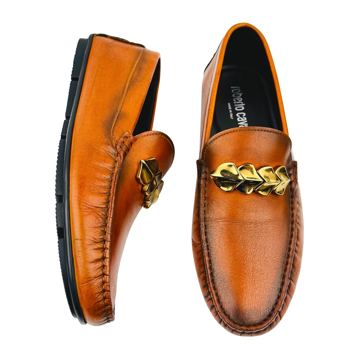 Roberto Cavalli Brown Leather Driving Loafers (Size 42)