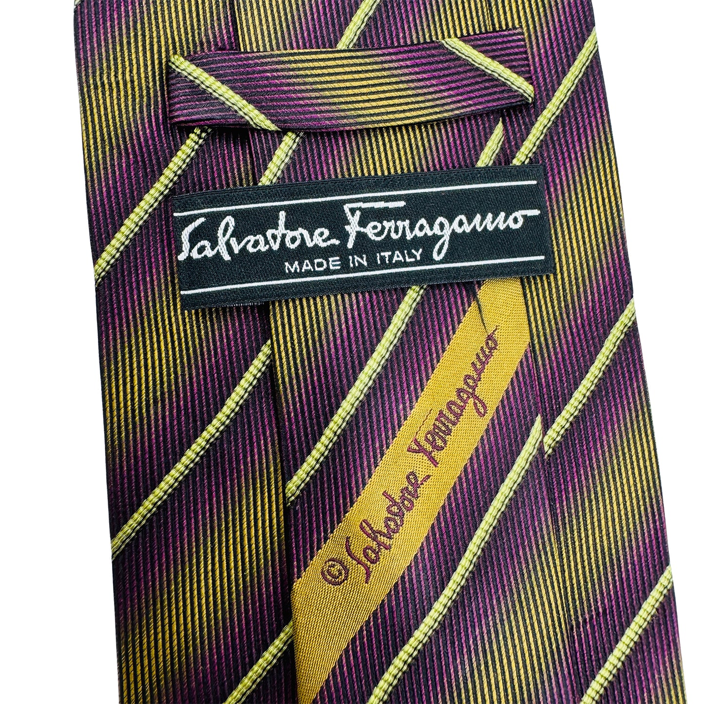 Salvatore Ferragamo Burgundy 'Diagonal Stripes' Tie (Size Regular)