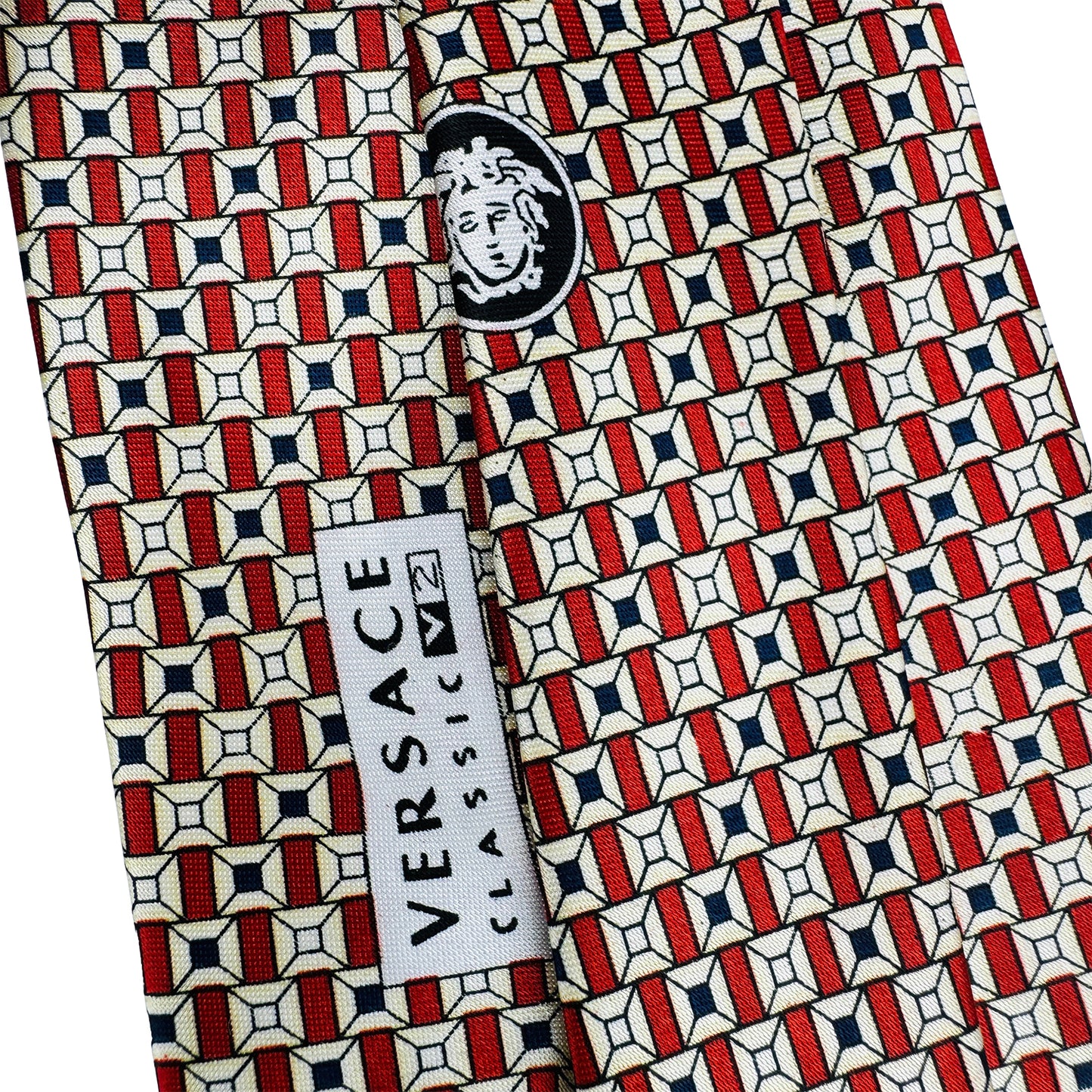 Versace Beige 'Geometric Pattern' Tie (Size Regular)