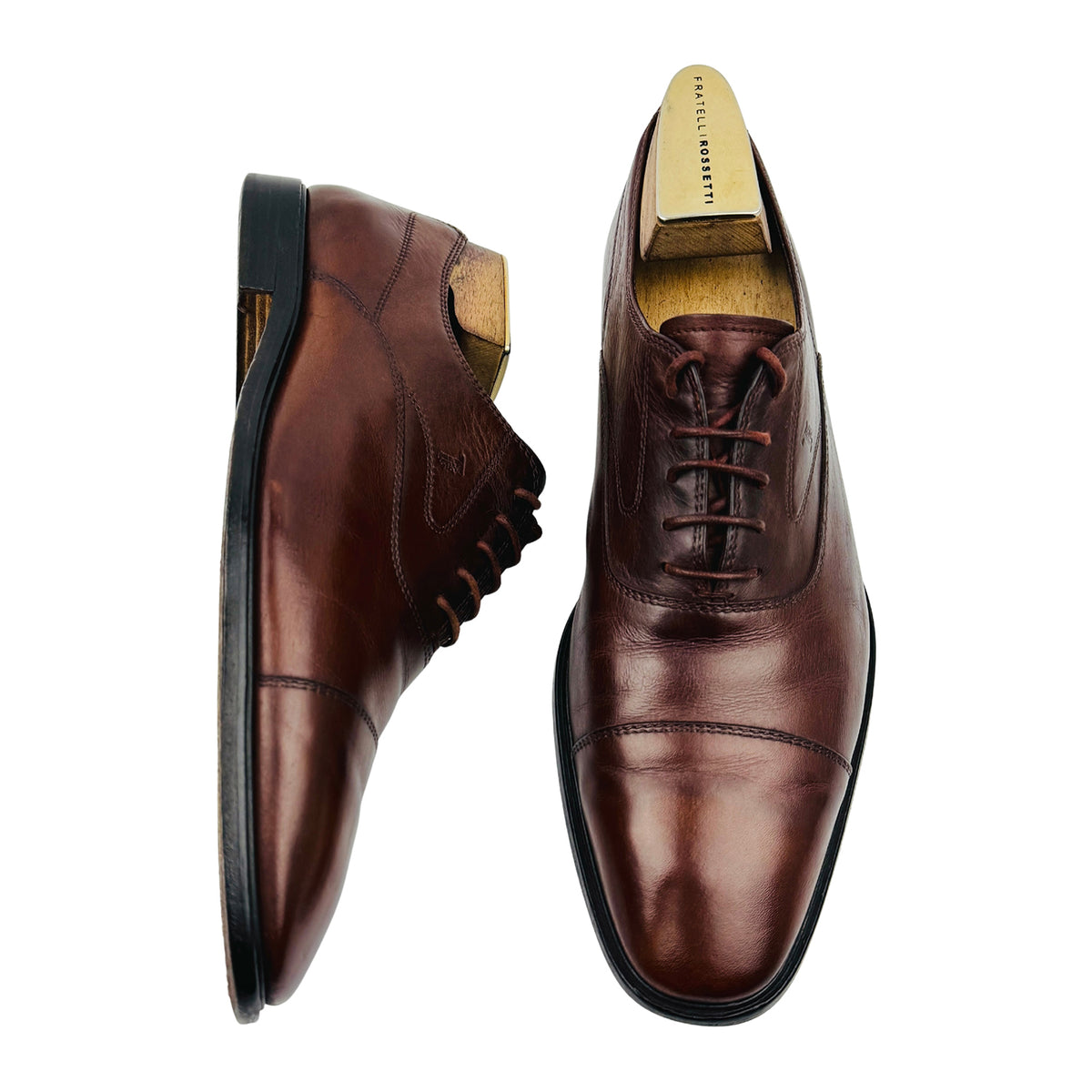 Tods Dark Brown Leather Cap Toe Oxford Shoes (Size 43)