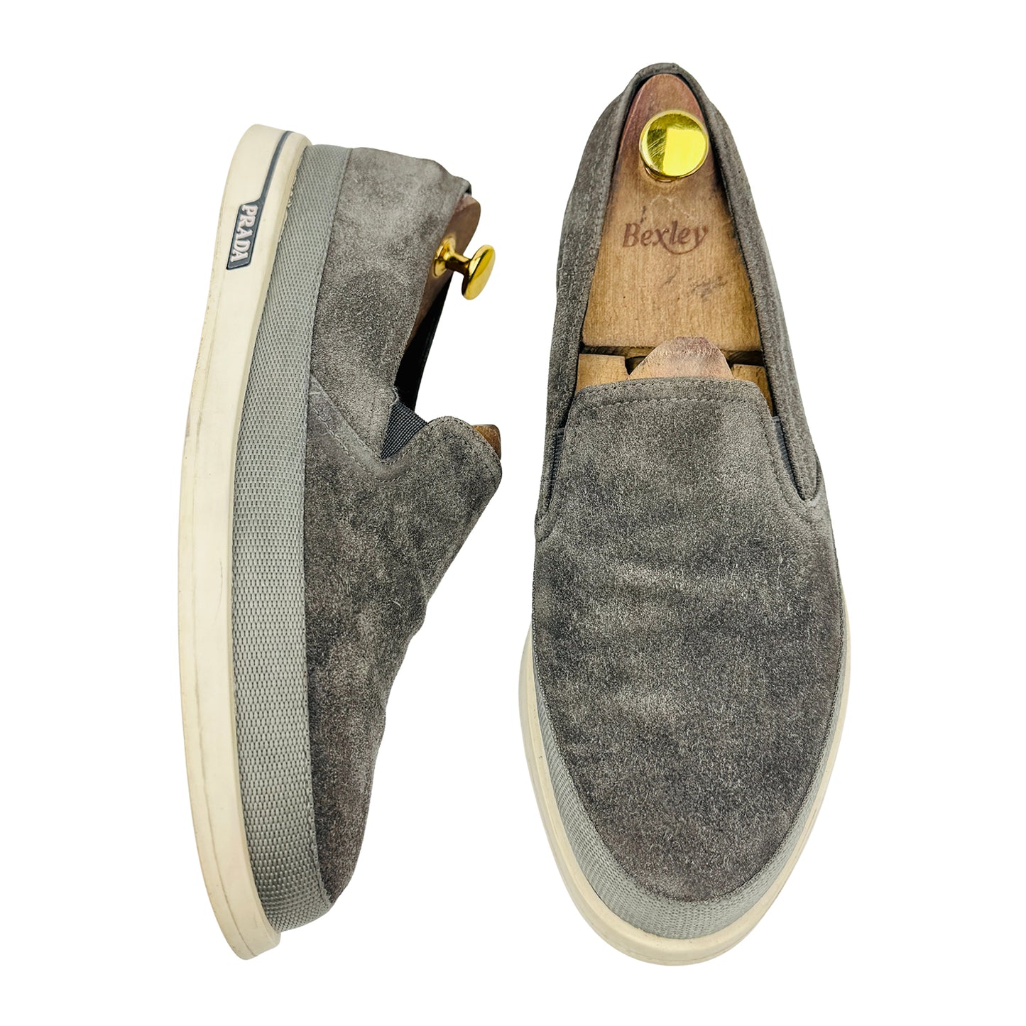 Prada Men's Grey Suede Shoes (Size 42.5)