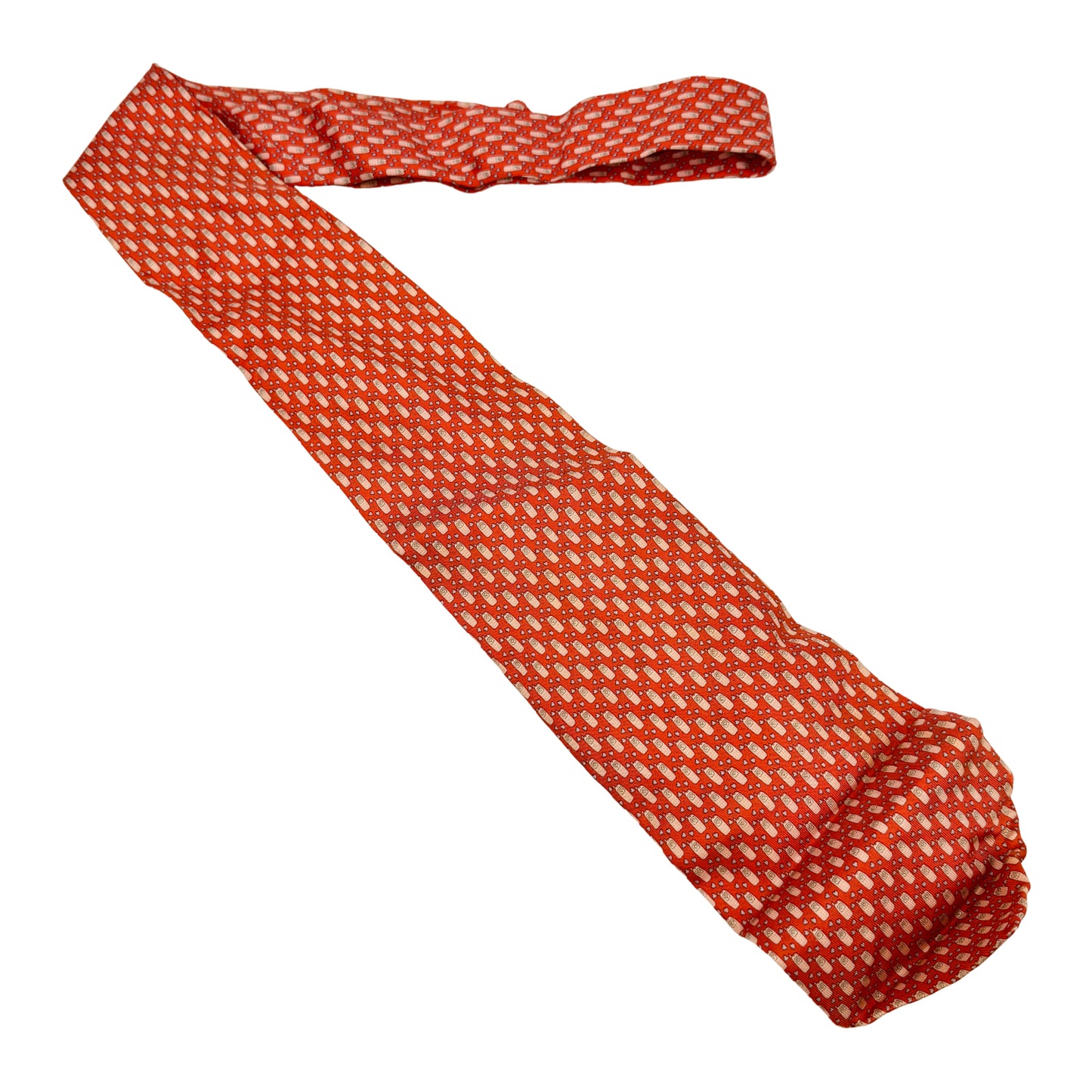 Salvatore Ferragamo Orange 'Motifs' Silk Tie (Size Regular)