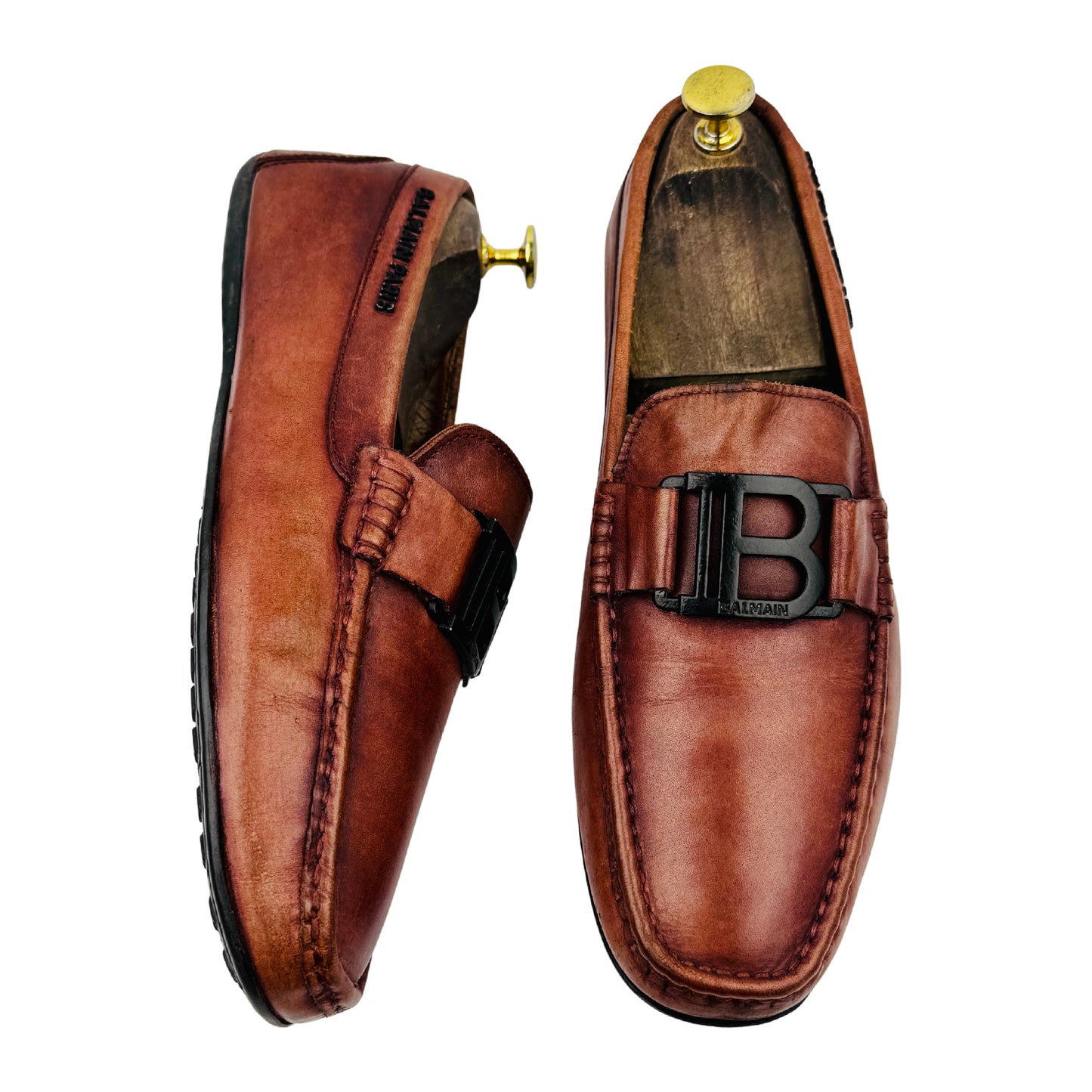 Balmain Paris B Monogram Brown Loafers (Size 42.5)