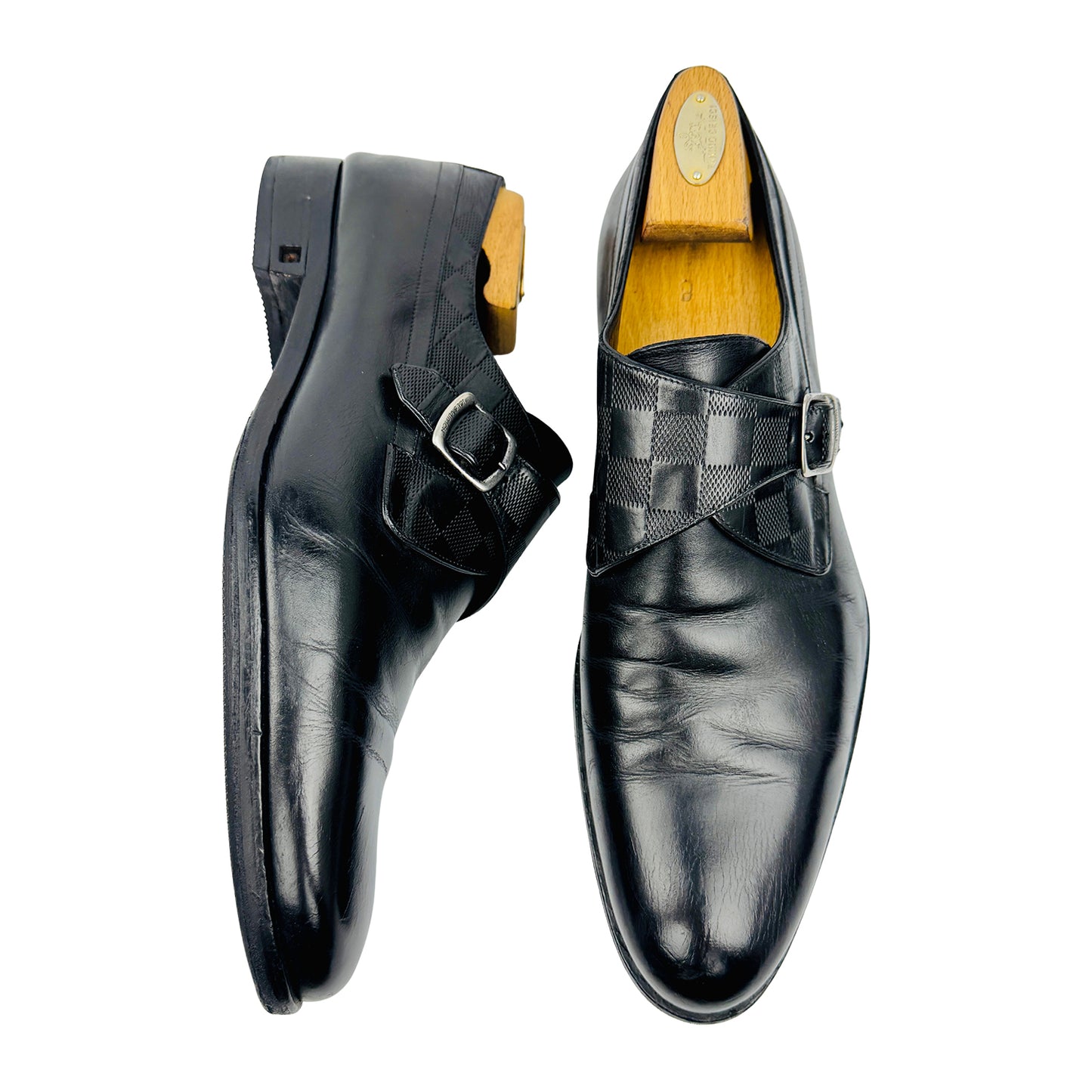 Louis Vuitton District Black Damier Embossed Shoes (Size 44)