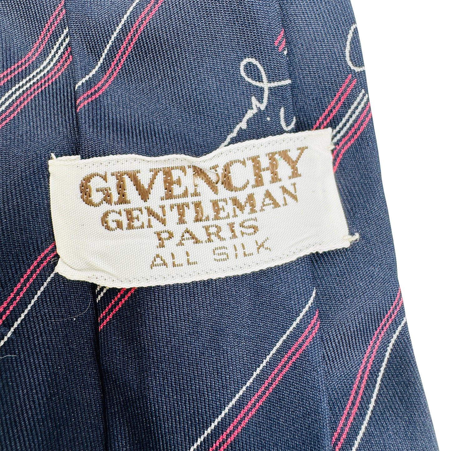 Givenchy Navy Blue 'Motifs' Silk Tie (Size Regular)