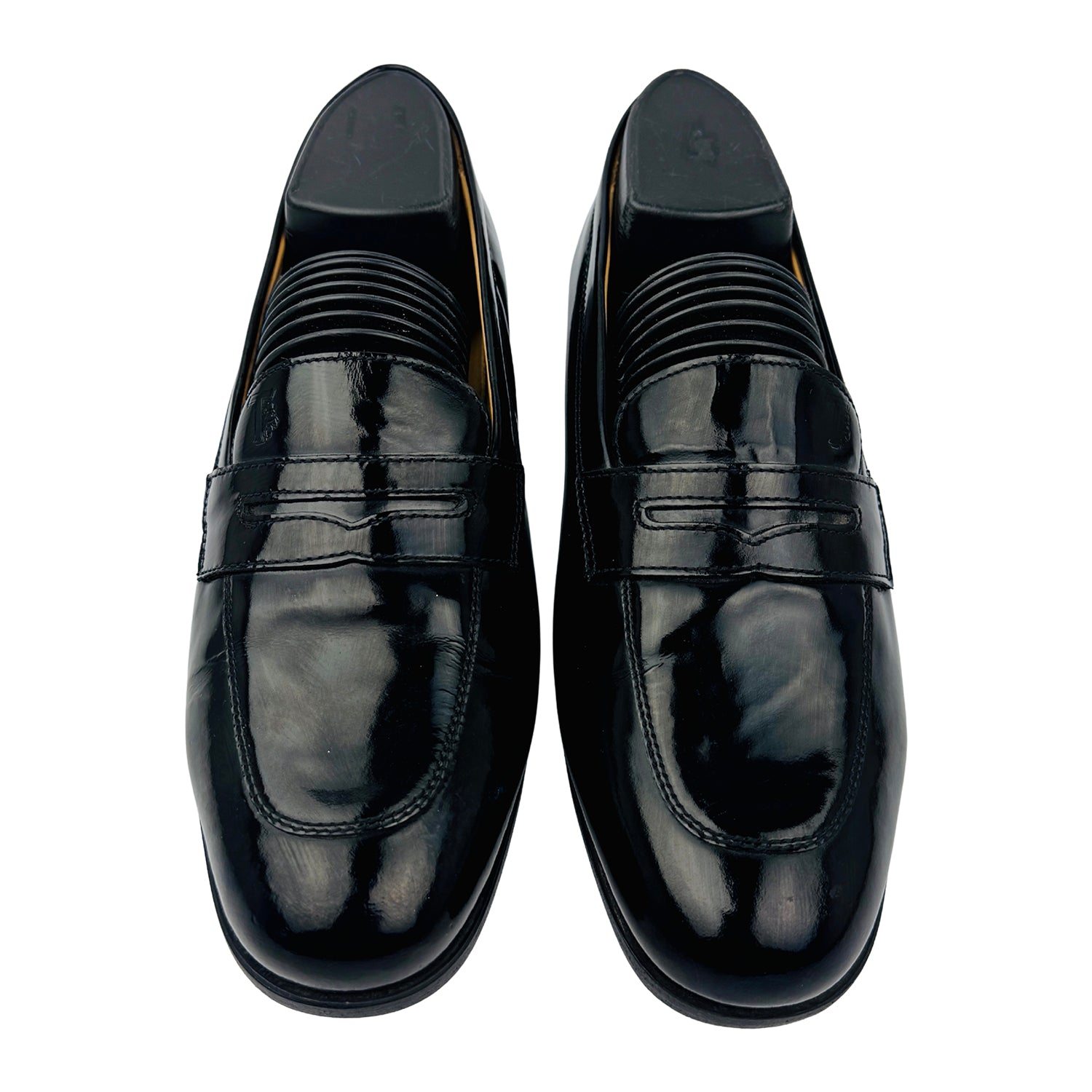 Front image of Tod's Men's Black Patent Leather Loafers (Size 37.5/38)