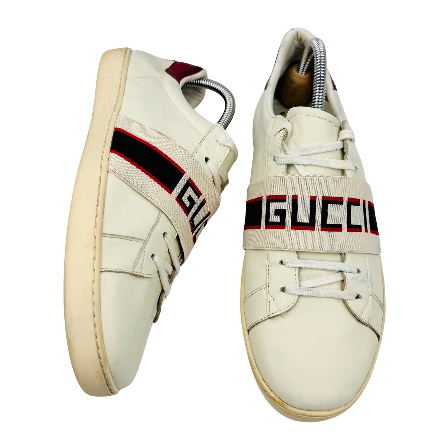 Gucci Ace Logo Elastic White Sneakers (Size 43.5/44)
