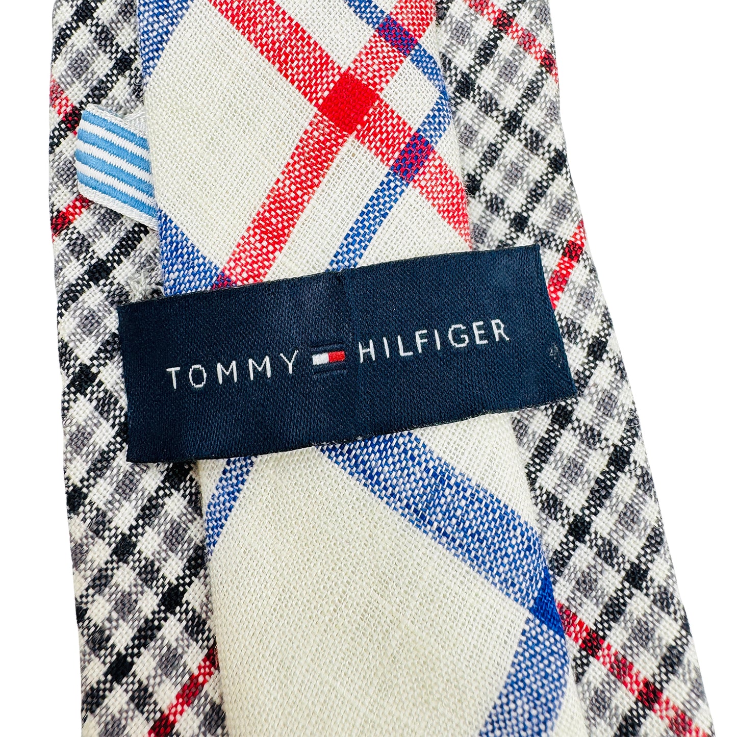 Tommy Hilfiger White 'Check Pattern' Tie (Size Slim Fit)