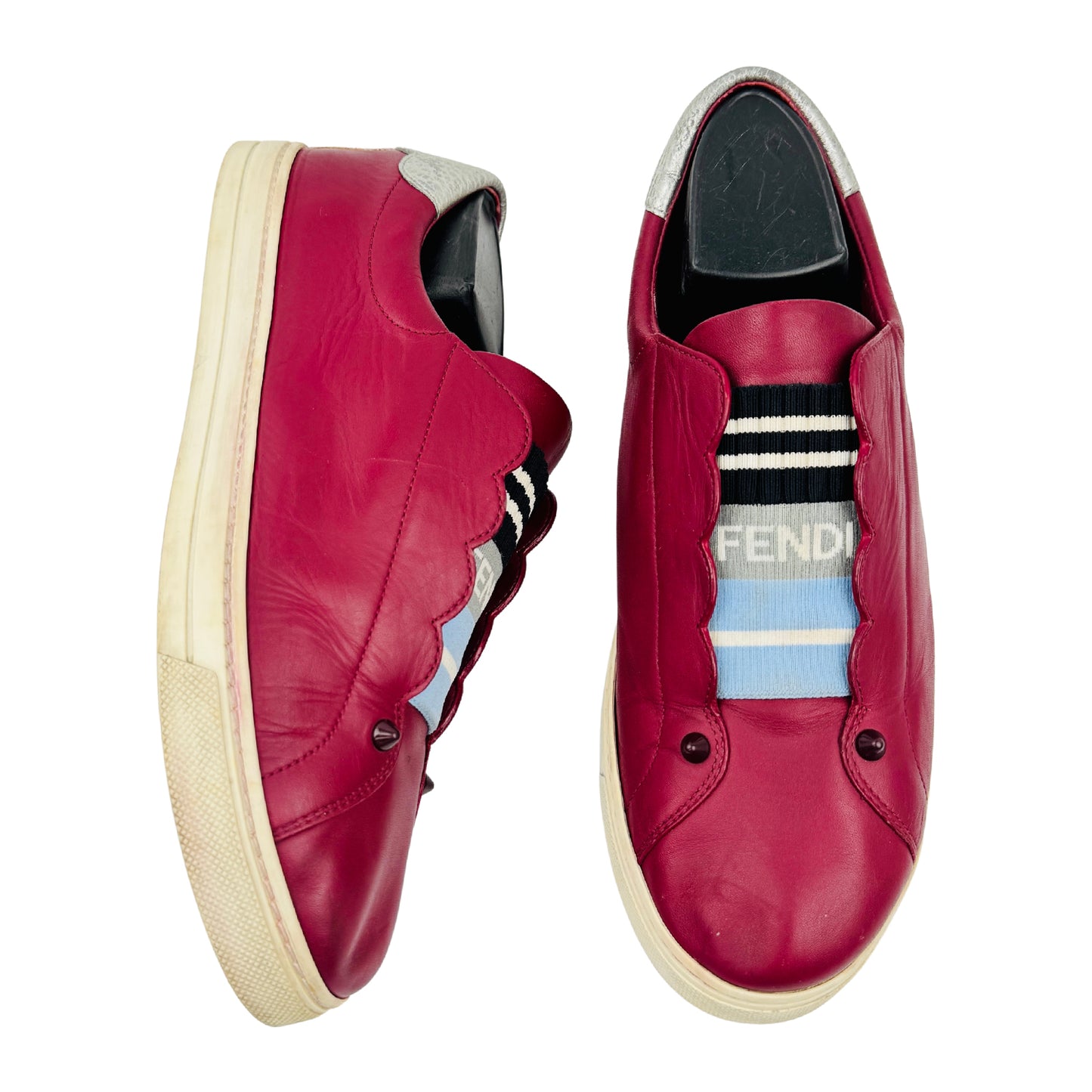 Fendi Rockoko Scalloped 'Burgundy' Leather Shoes (Size 40)