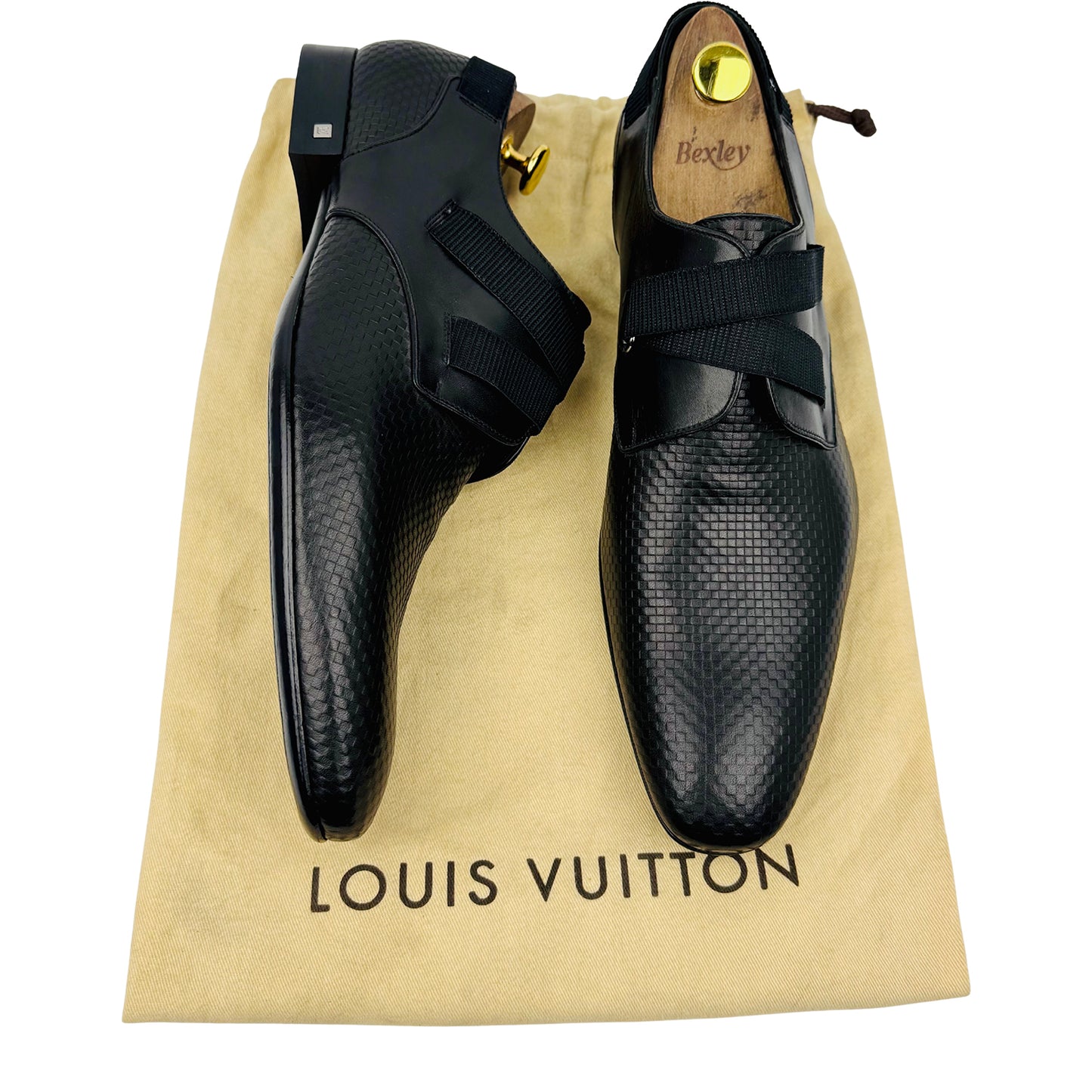 Louis Vuitton Elastic Damier Embossed Black Shoes (Size 44)
