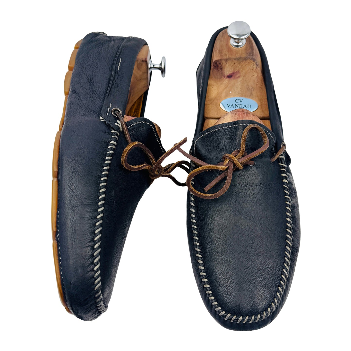 Prada Blue Saffiano Leather Driver Loafers (Size 44) - 2DD 017