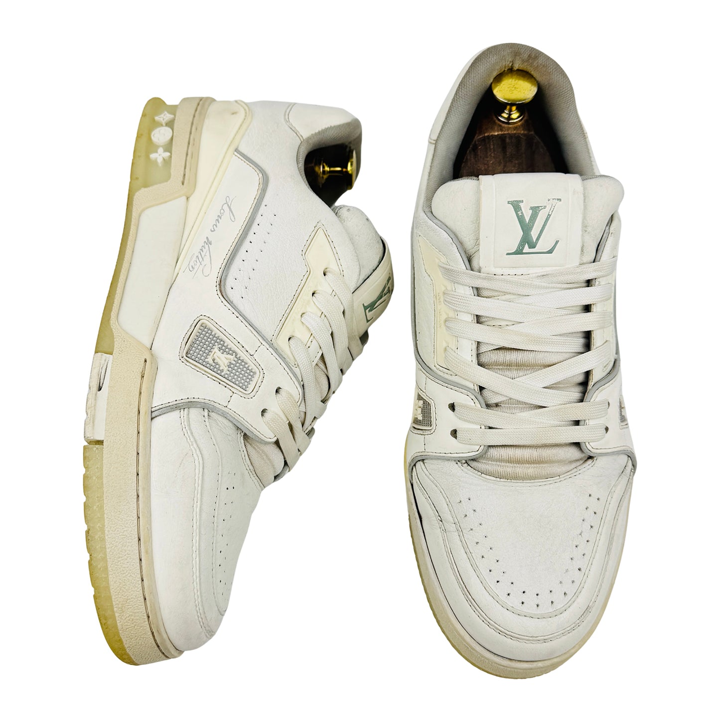 Louis Vuitton Men's White Low Top Trainers (Size 41.5)