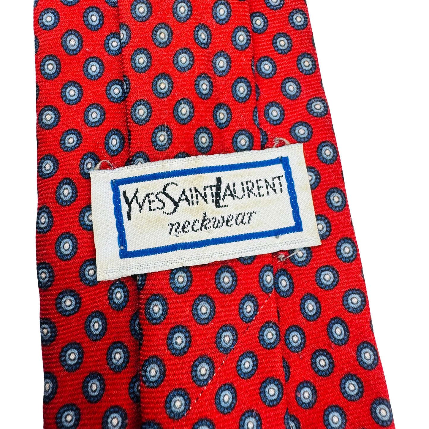 Yves Saint Laurent Red 'Navy Circular Pattern' Tie (Size Regular)