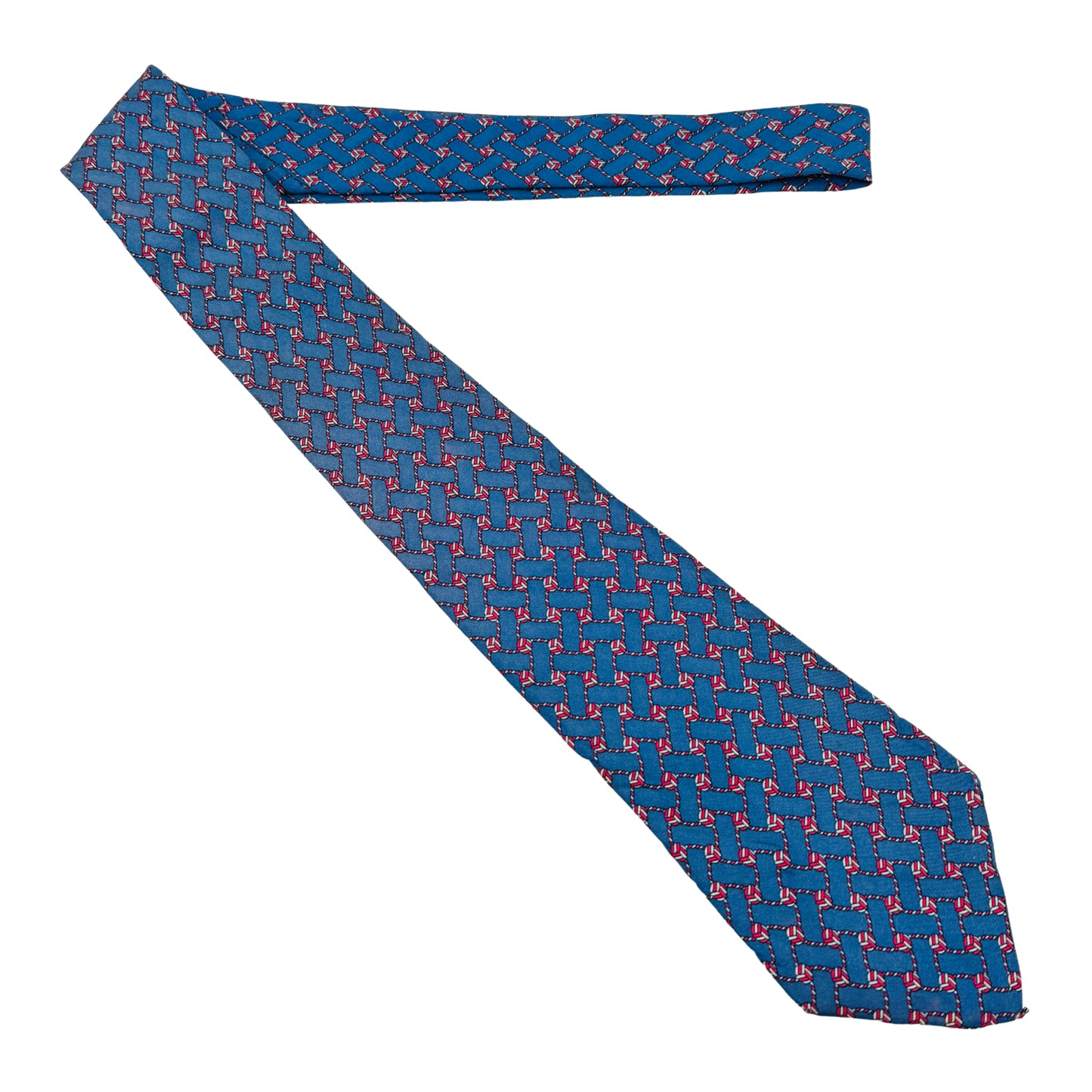 Hermès Blue 'Geometric Woven Pattern' Tie (Size Regular)