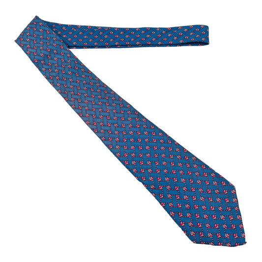 Hermès Blue 'Geometric Woven Pattern' Tie (Size Regular)