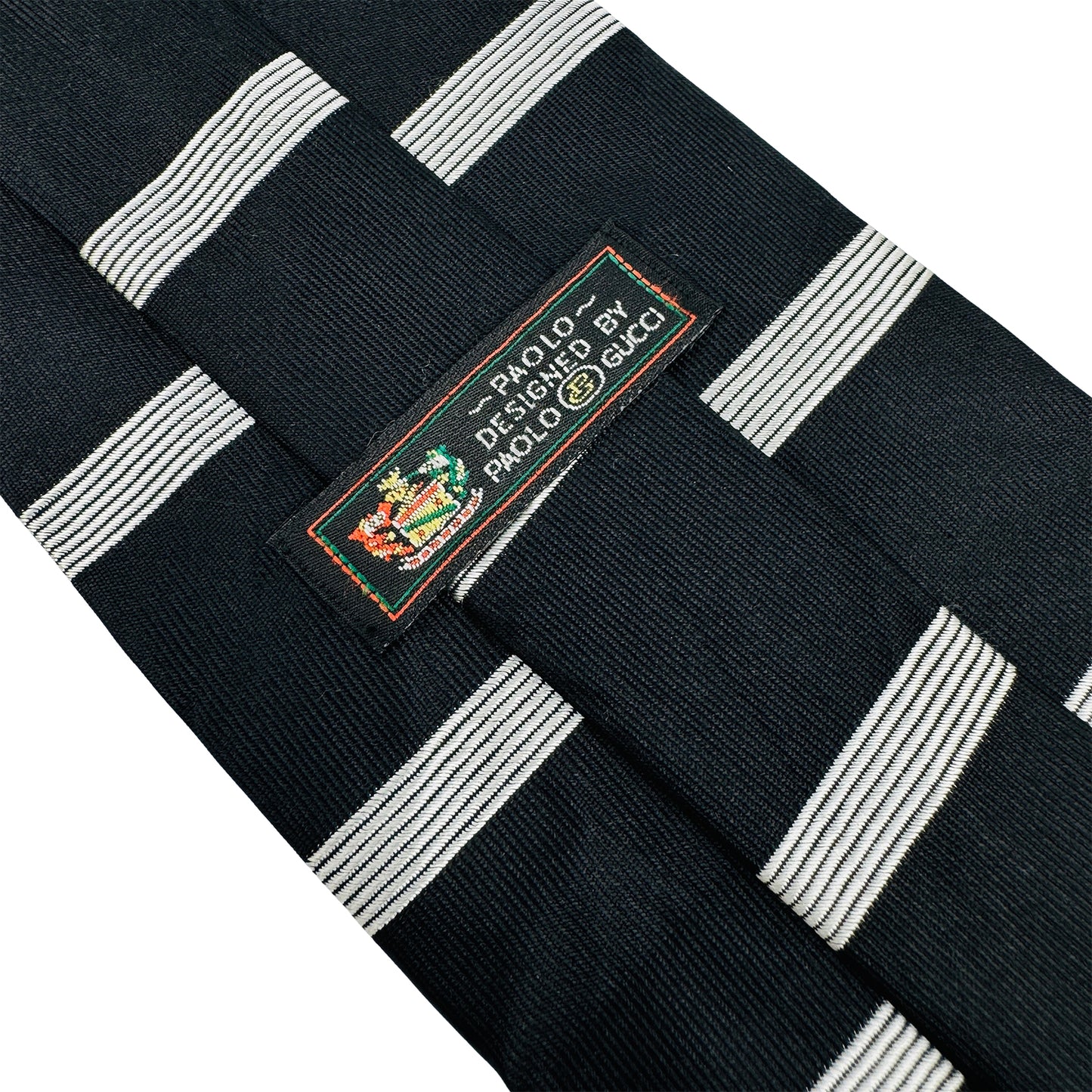 Paolo Gucci Black 'Horizontal Stripes' Tie (Size Regular)