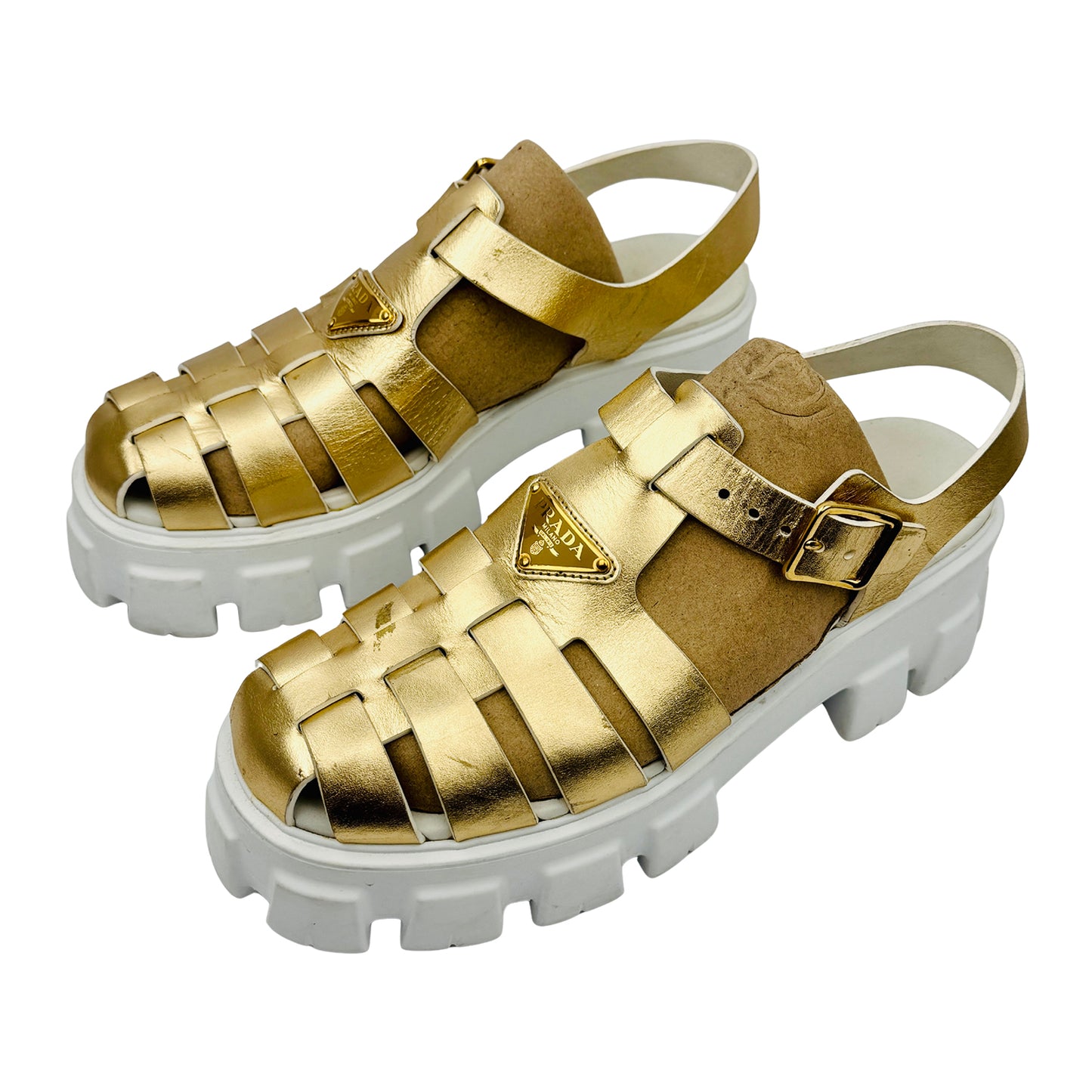Prada Women's Sandali Metallic Fisherman Sandals (Size 40)