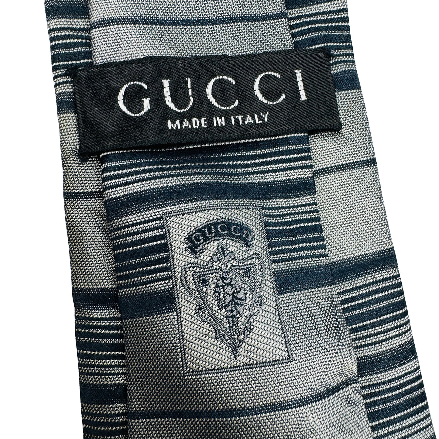 Gucci Silver 'Striped Pattern' Silk Tie (Size Slim Fit)