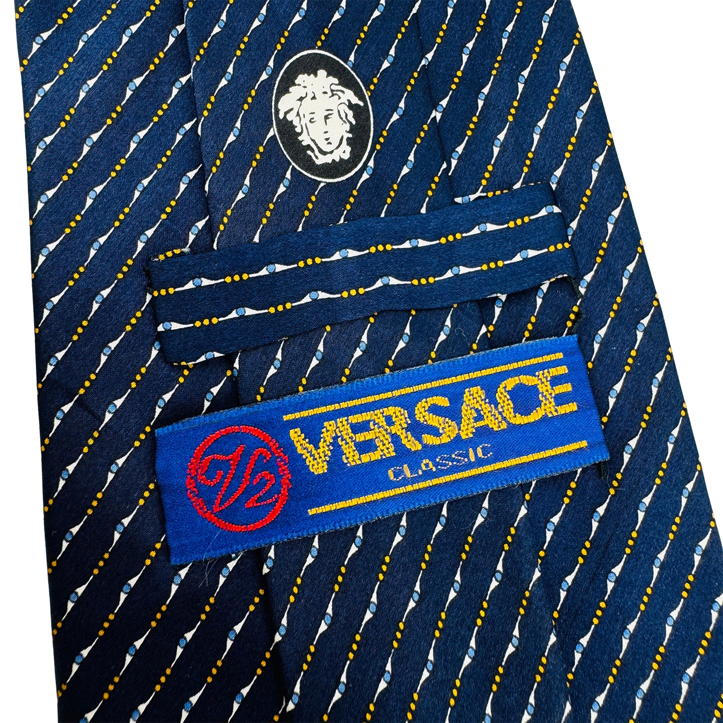 Versace Navy Blue 'Micro Geometric Jacquard Pattern' Tie (Size Regular)