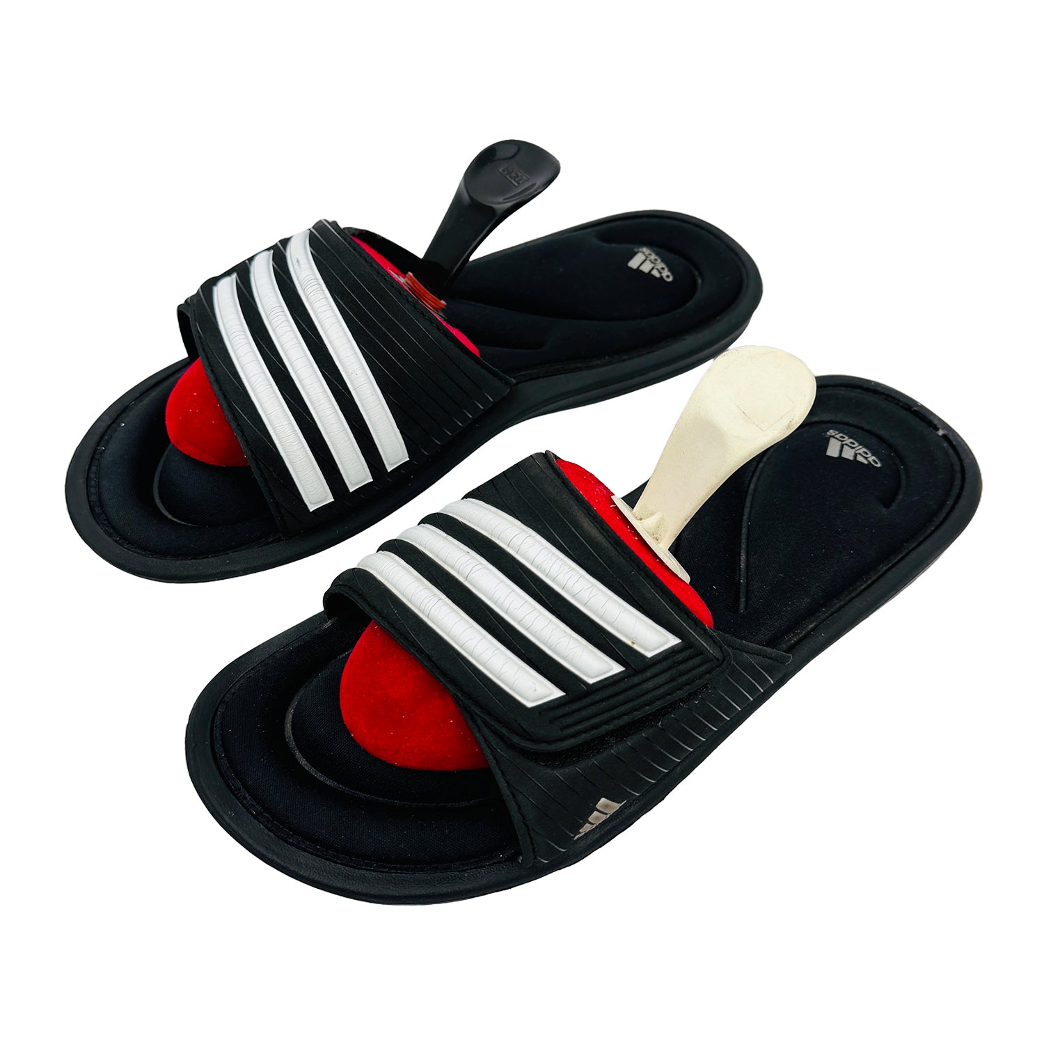 Left Side image of Adidas Caruvo Vario Black Slippers (Size 39)