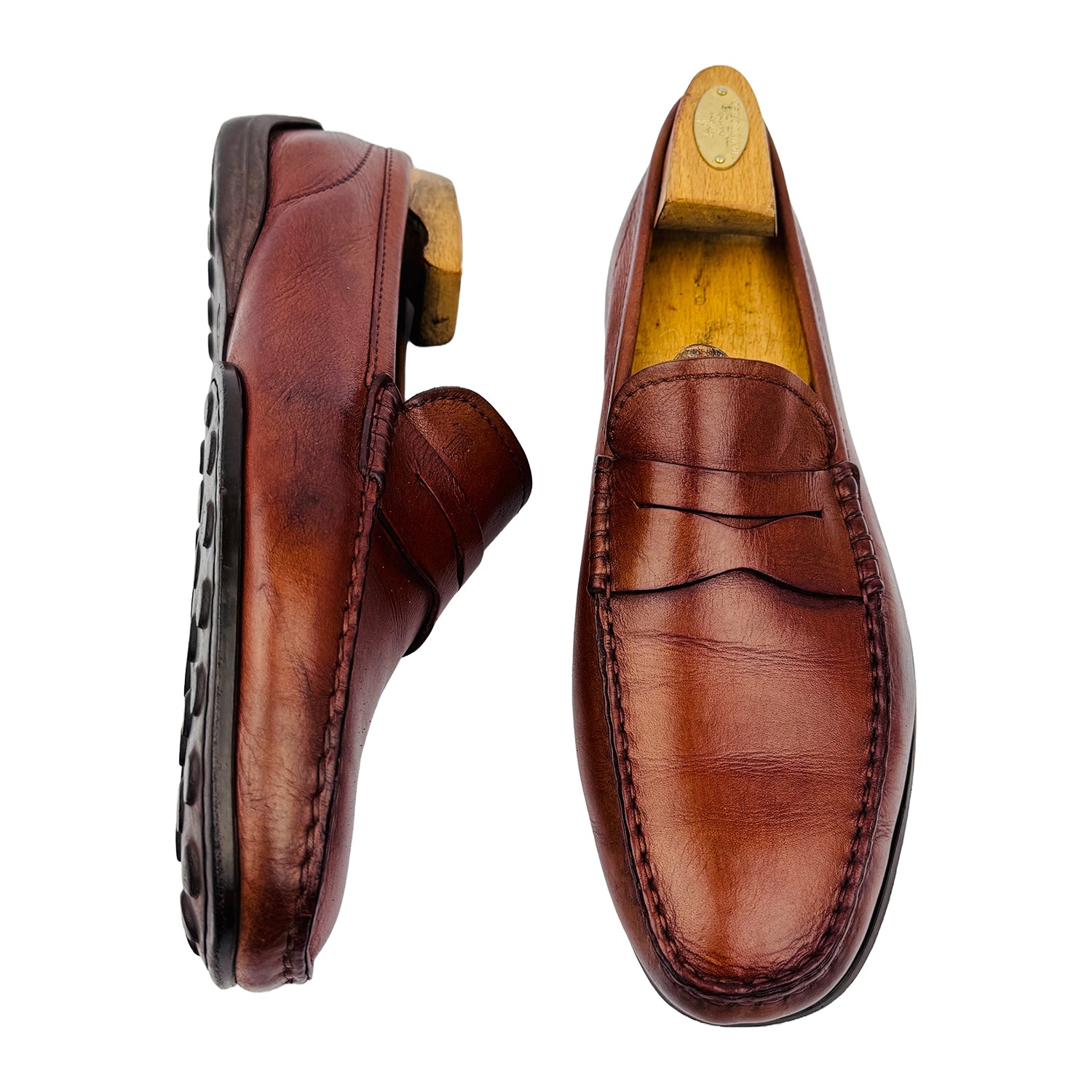 One Front One Cross image of Tod's Men's Gommino Brown Leather Loafers (Size 43)