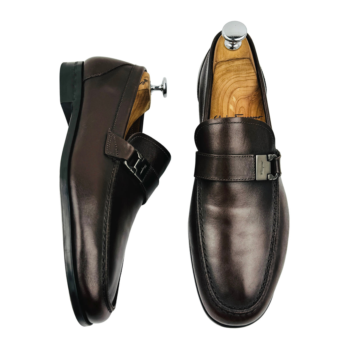 Salvatore Ferragamo Dark Brown Leather Bit Loafers (Size 40/40.5)