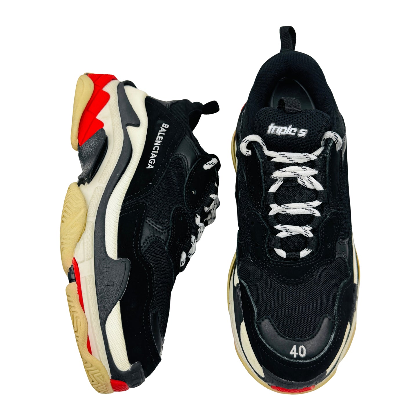 Balenciaga Triple S 'Black White Red' Shoes (Size 40)