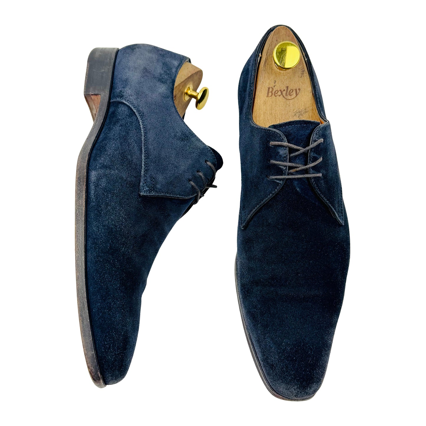Santoni Men's Blue Suede Oxfords (Size 42.5)