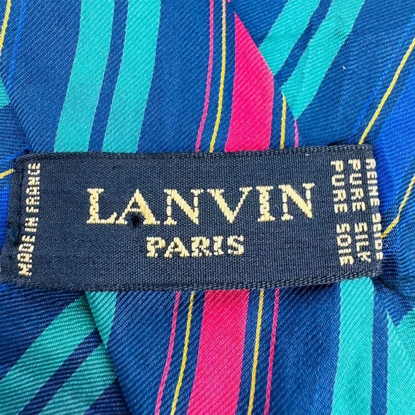 Lanvin Navy Blue 'Multicolored Diagonal Stripes' Tie (Size Regular)