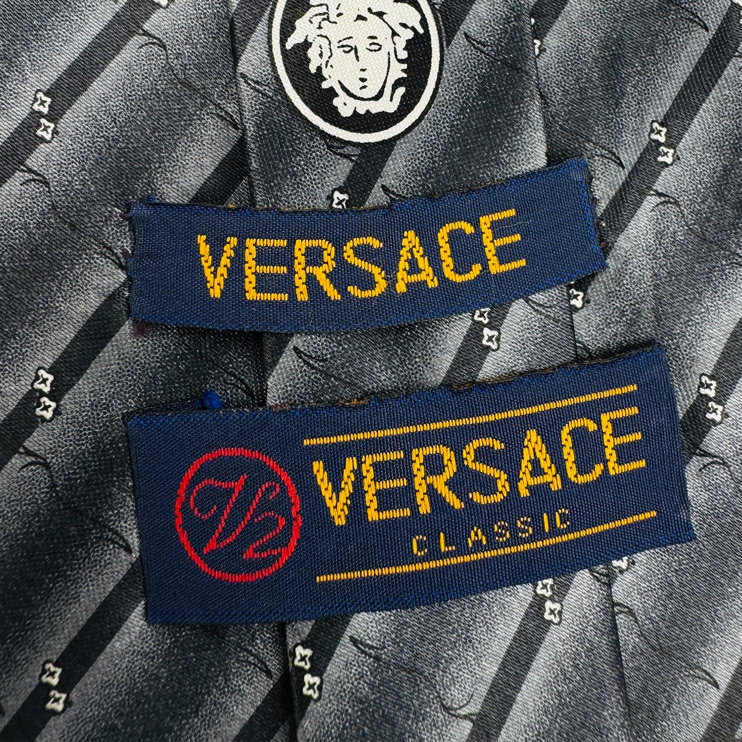Versace Silver 'Diagonal Stripe' Tie (Size Regular)