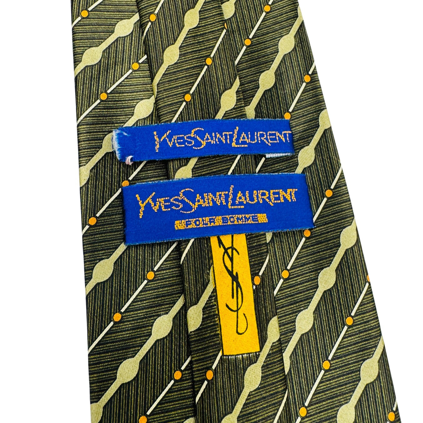 Yves Saint Laurent Dark Green 'Diagonal Stripes' Tie (Size Regular)