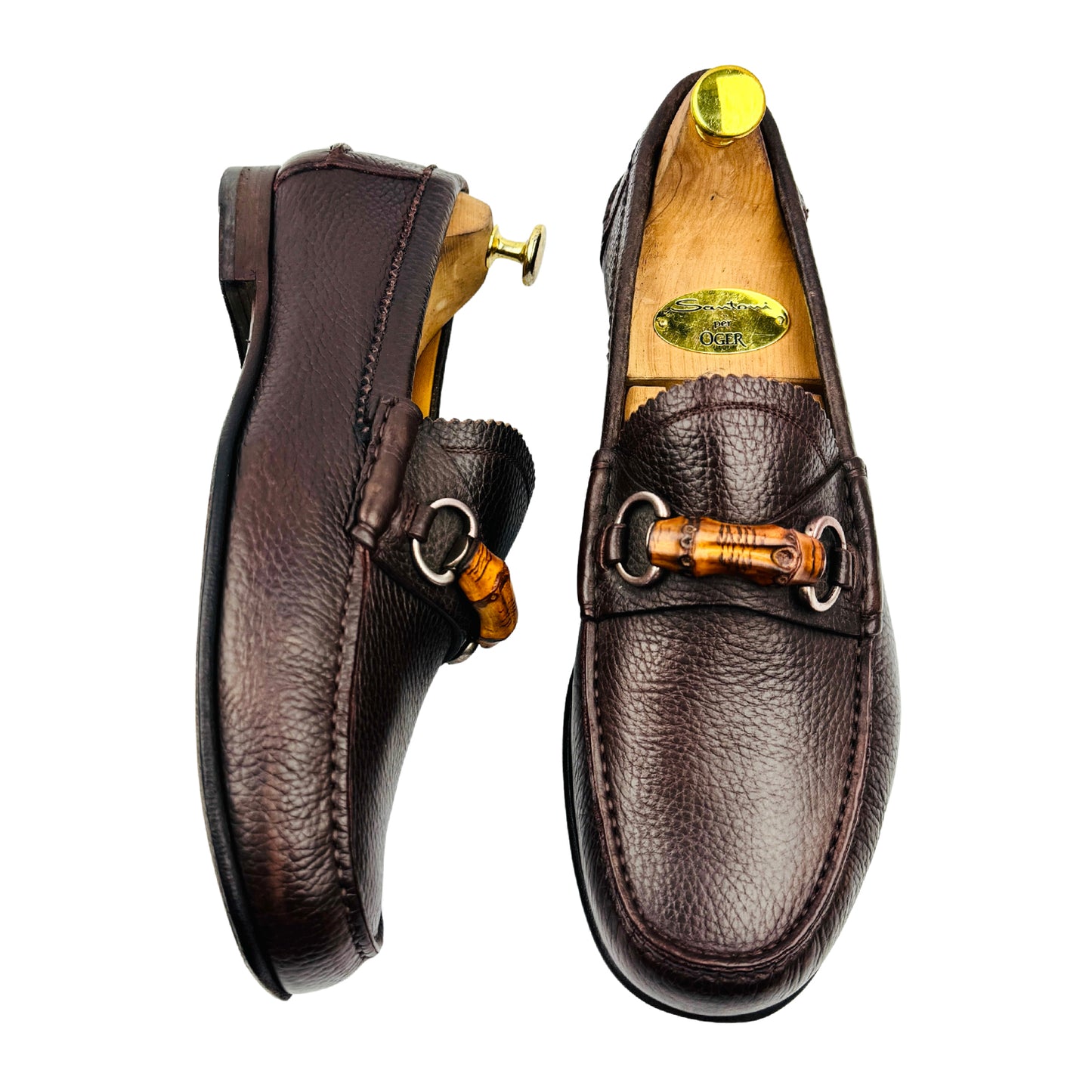 Gucci Men's Bamboo Leather Horsebit Loafers (Size 42.5)