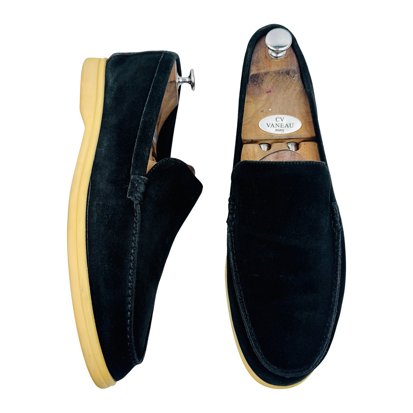 Loro Piana Summer Walk Black Loafers (Size 45)