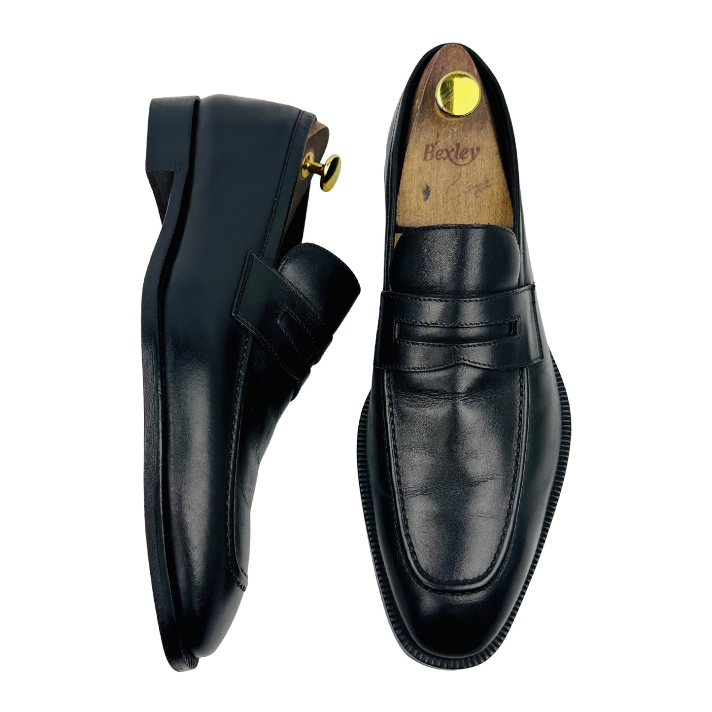 Canali Men's Black Leather Penny Loafers (Size 43)