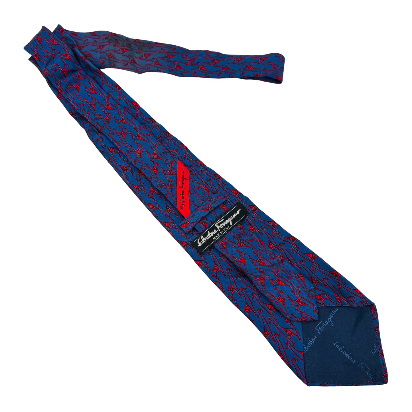 Salvatore Ferragamo Blue 'Animal Motifs' Tie (Size Regular)