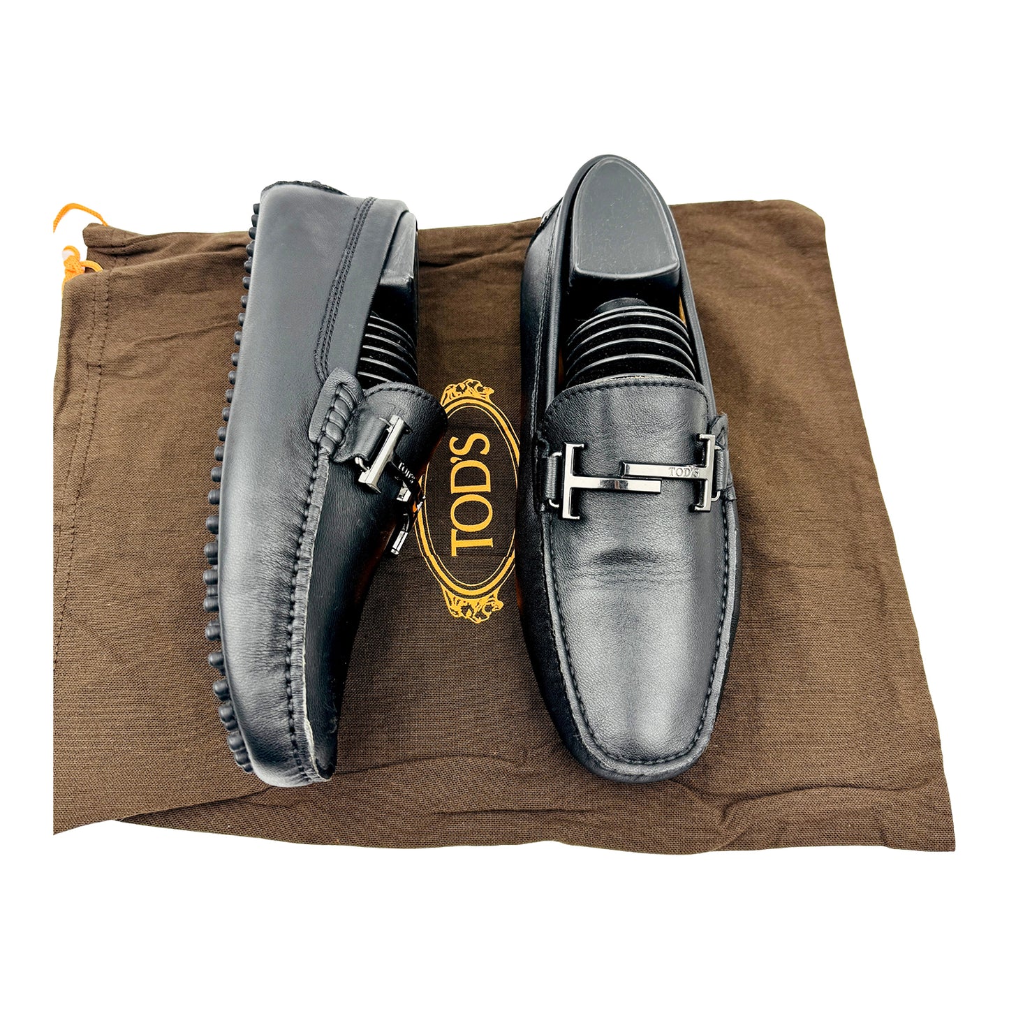 Tod's Gommino Double T Black Leather Driving Loafers (Size 41)
