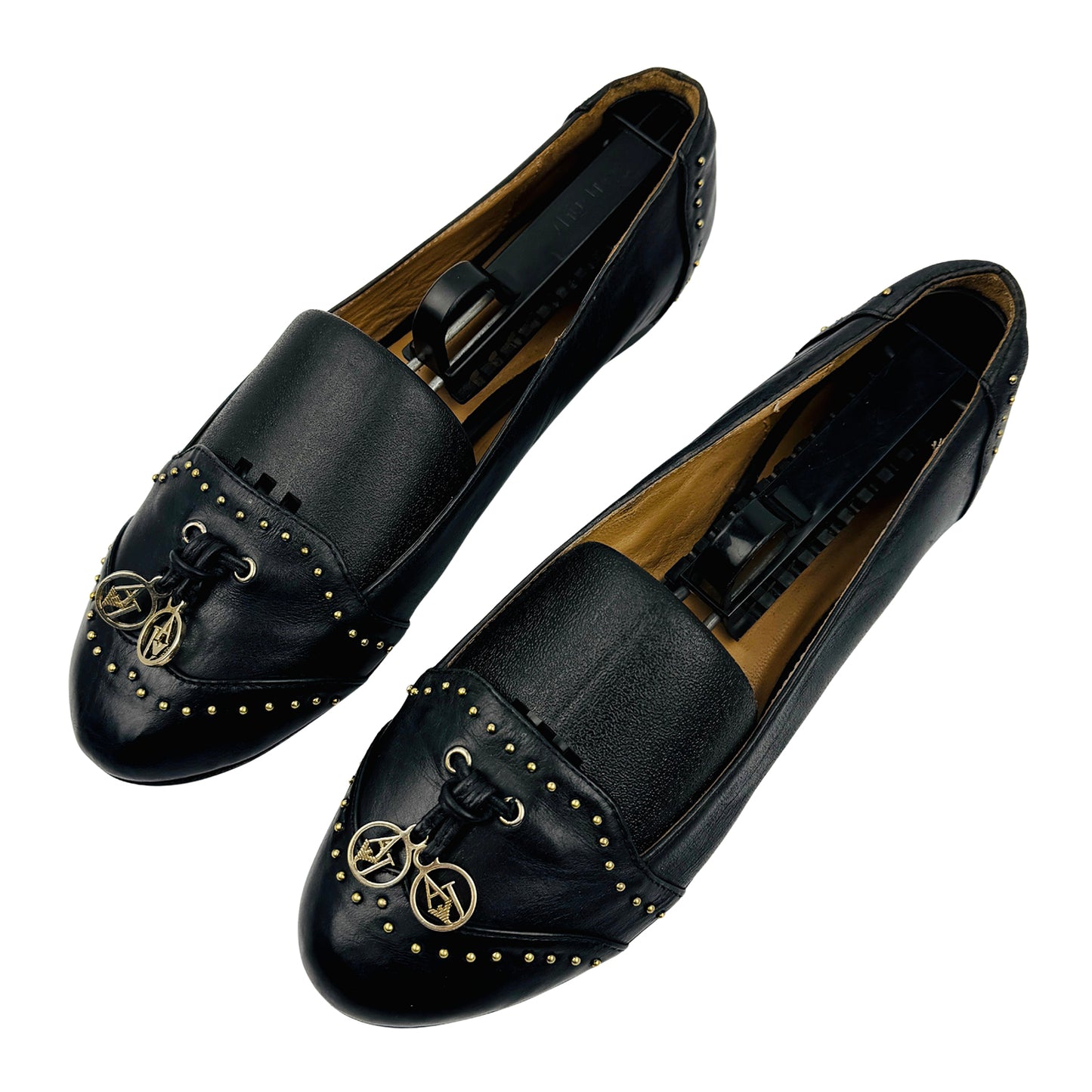 Armani Jeans Women's Black Studded Flats (Size 37)