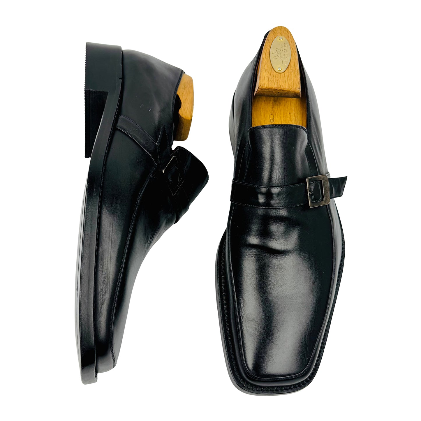 Bella Venezia Black Leather Strap Loafer (Size 41.5/42)