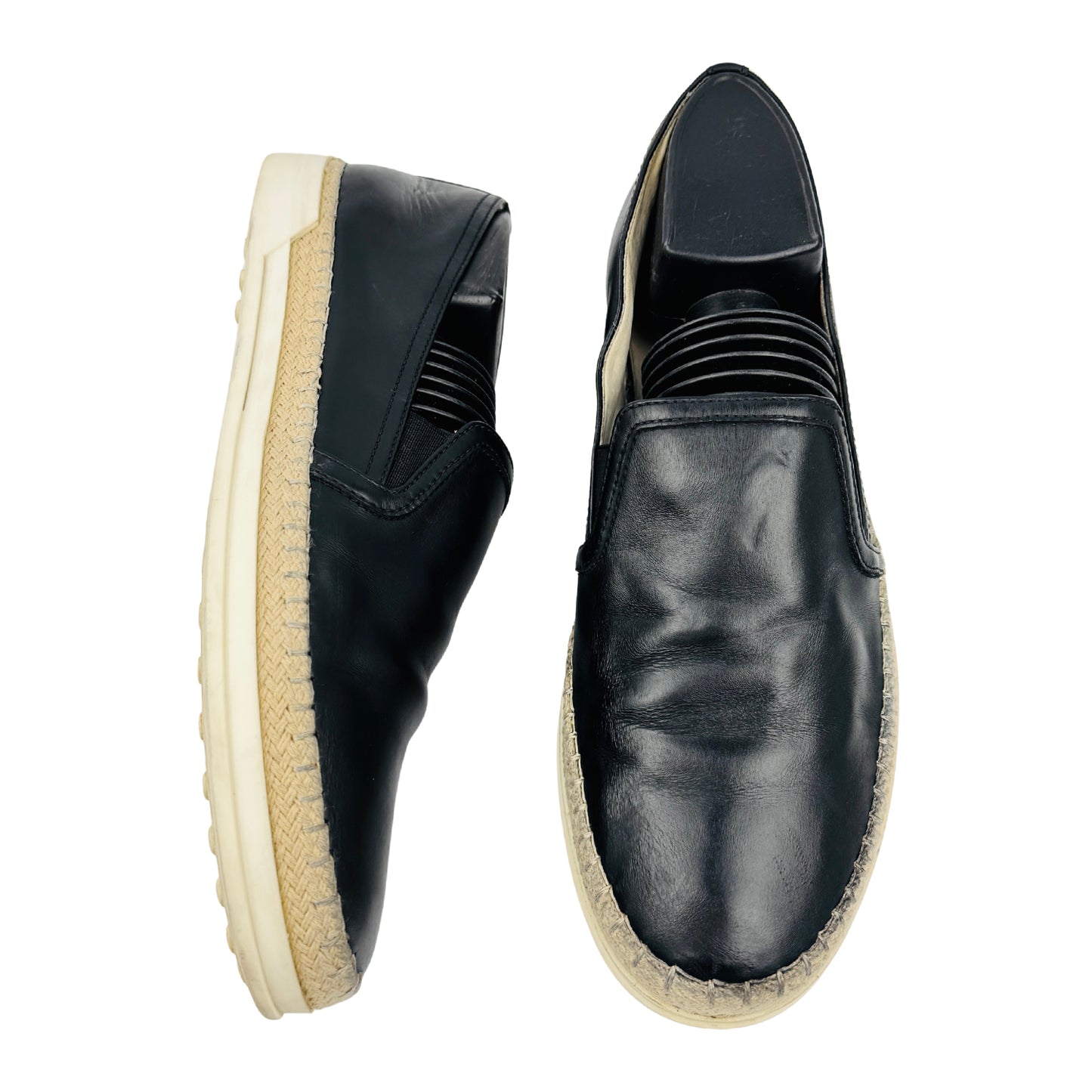 Tod's Black Leather Espadrille Shoes (Size 39/39.5)