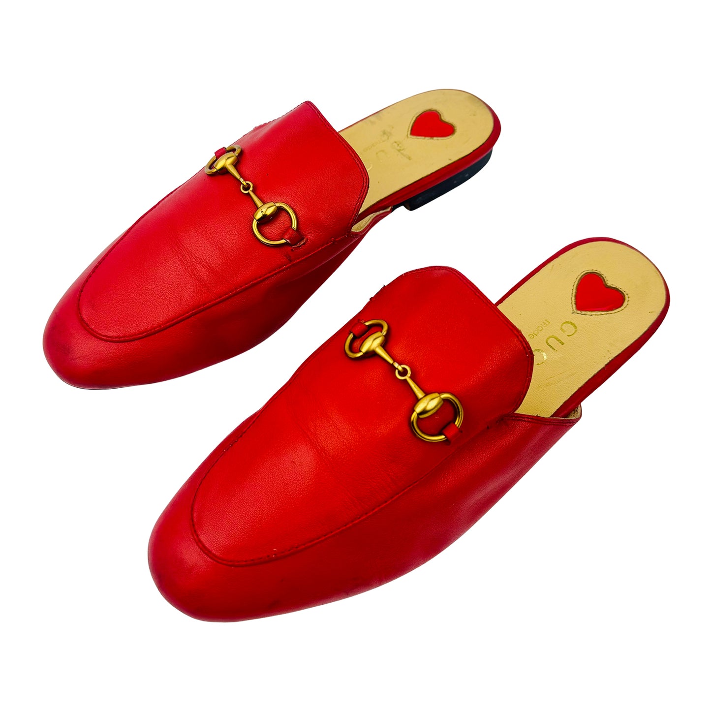 Gucci Princetown Red Leather Italian Mules (Size 40)