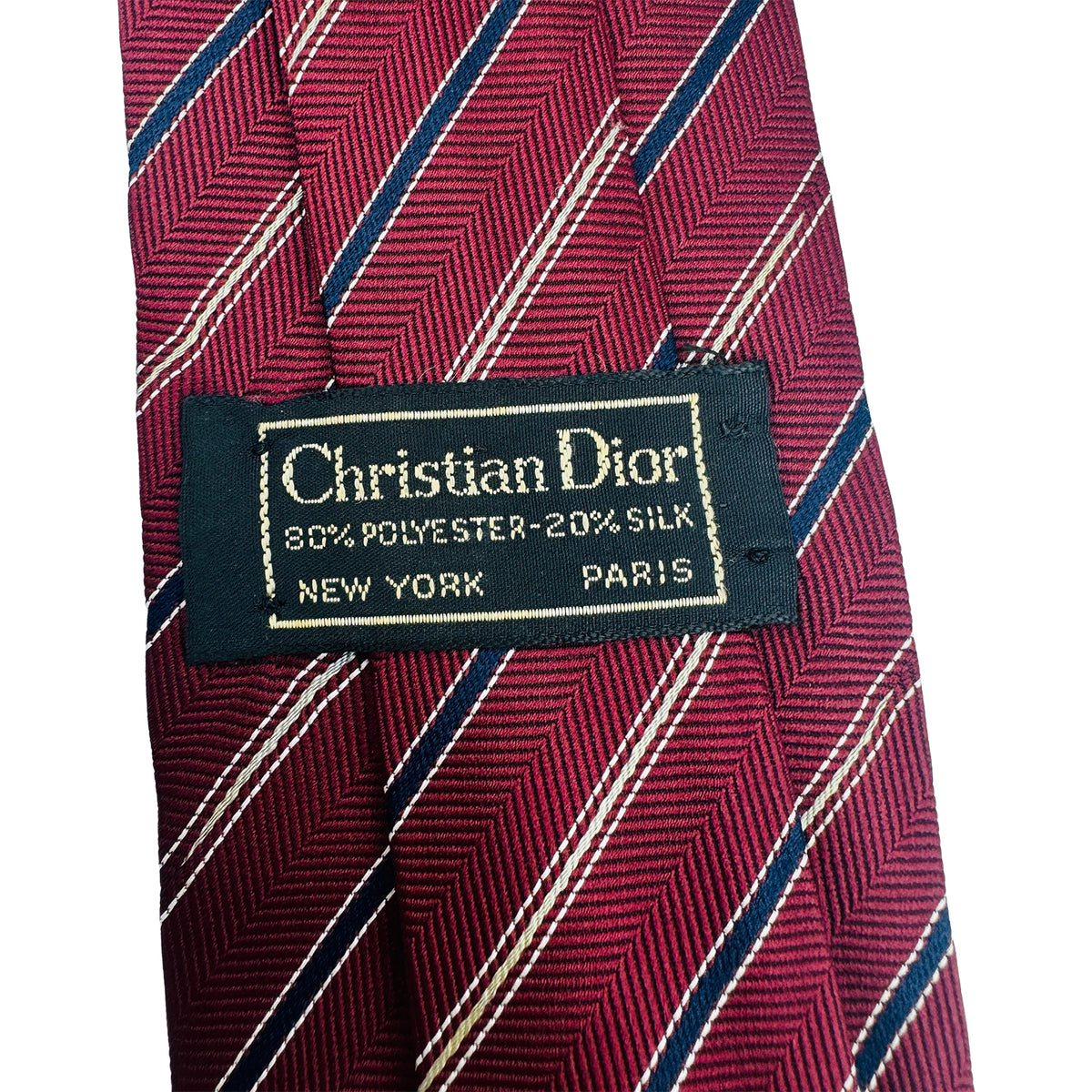 Christian Dior Maroon 'Diagonal Stripes' Tie (Size Regular)