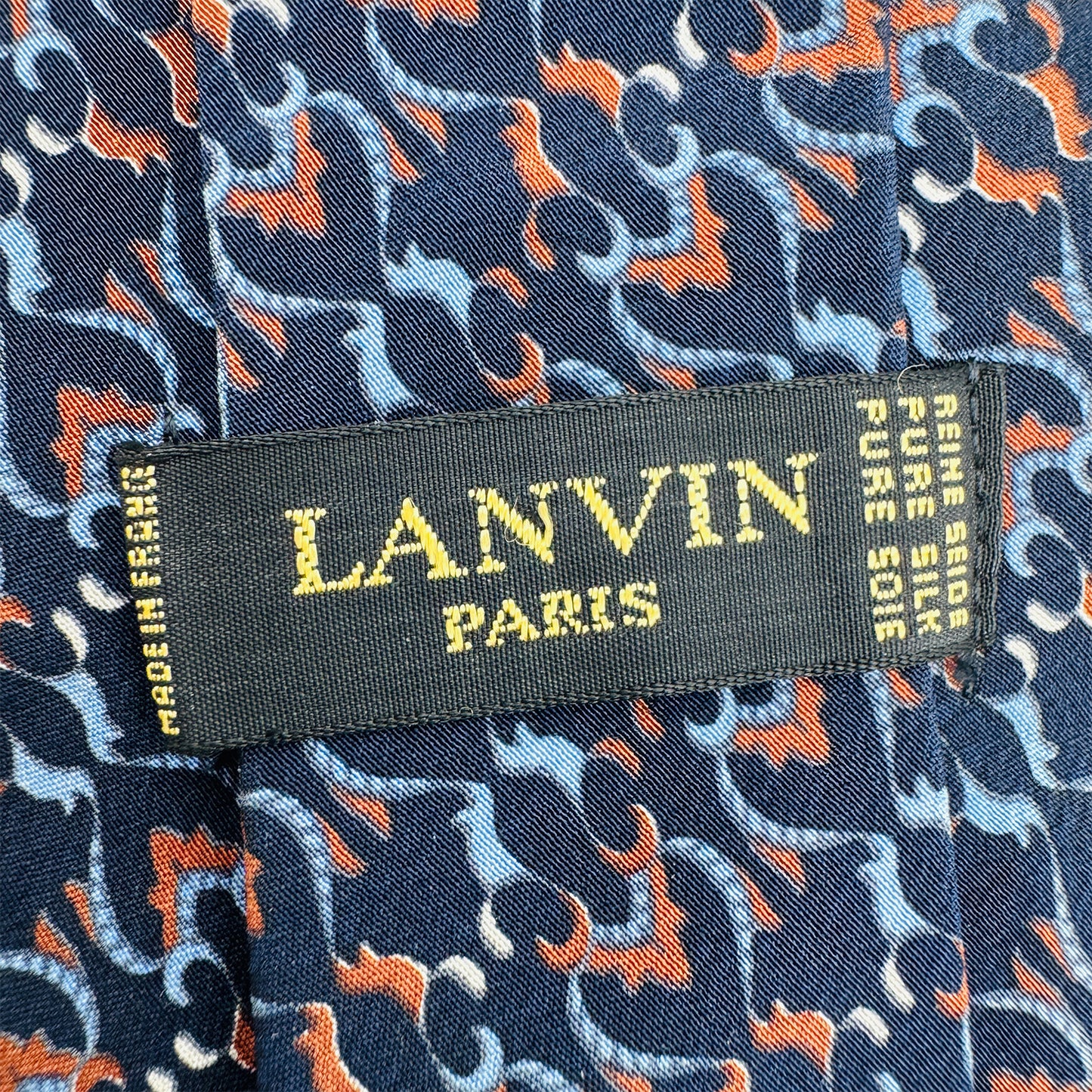 Lanvin Navy Blue 'Repeating Pattern' Silk Tie (Size Regular)
