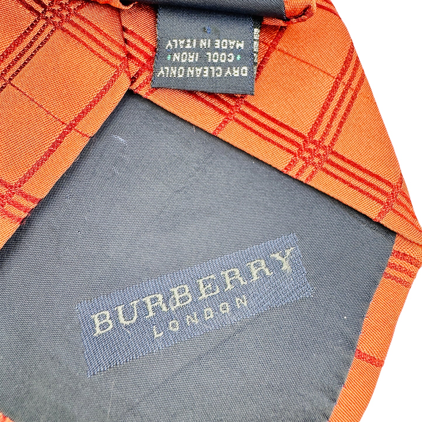 Burberry London Burnt Orange 'Black Check Pattern' Tie