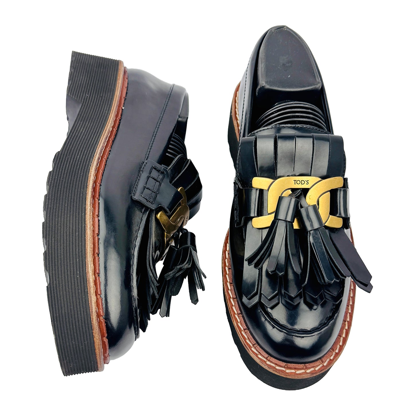 One Front One Cross image of Tod's Women's Black Kate Loafers (Size 39) - XXW80C0DF40SHAB999