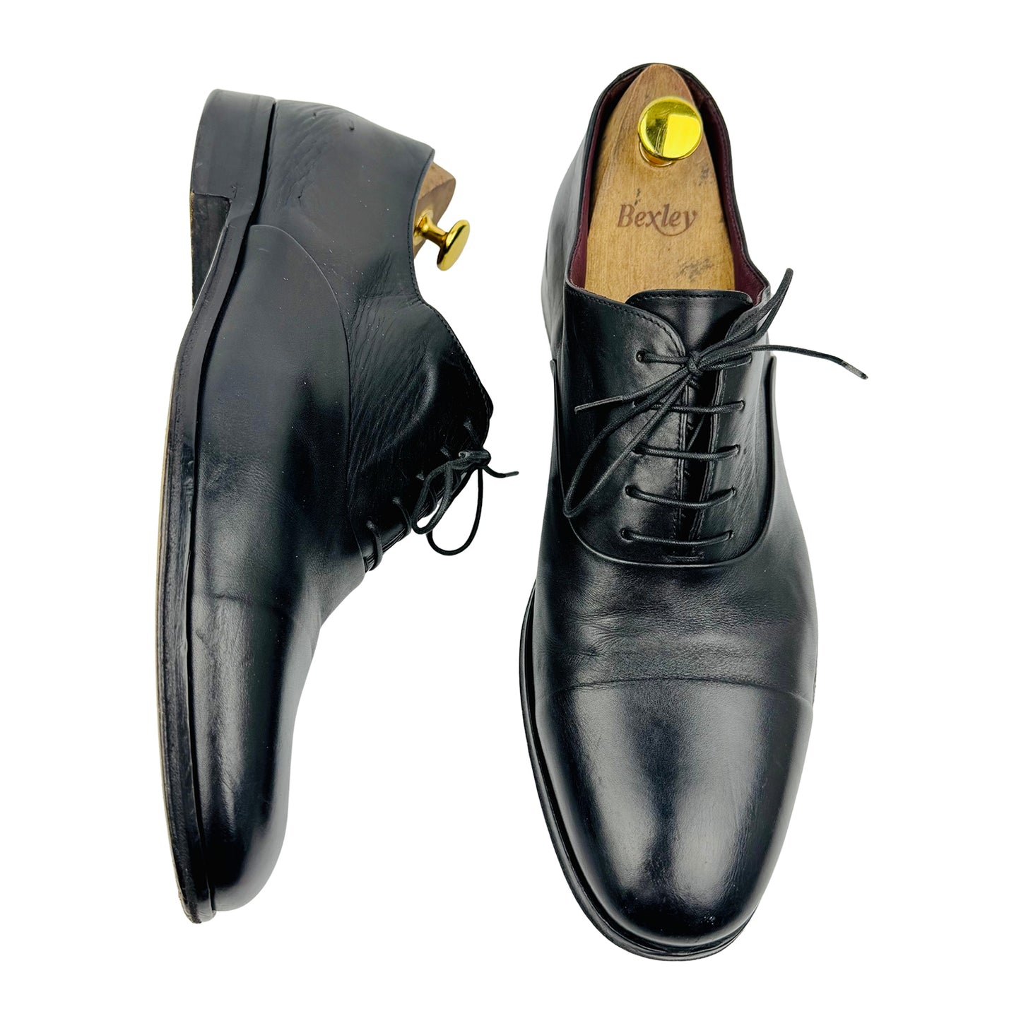 Hugo Boss Men's Black Leather Italian Oxfords (Size 44)