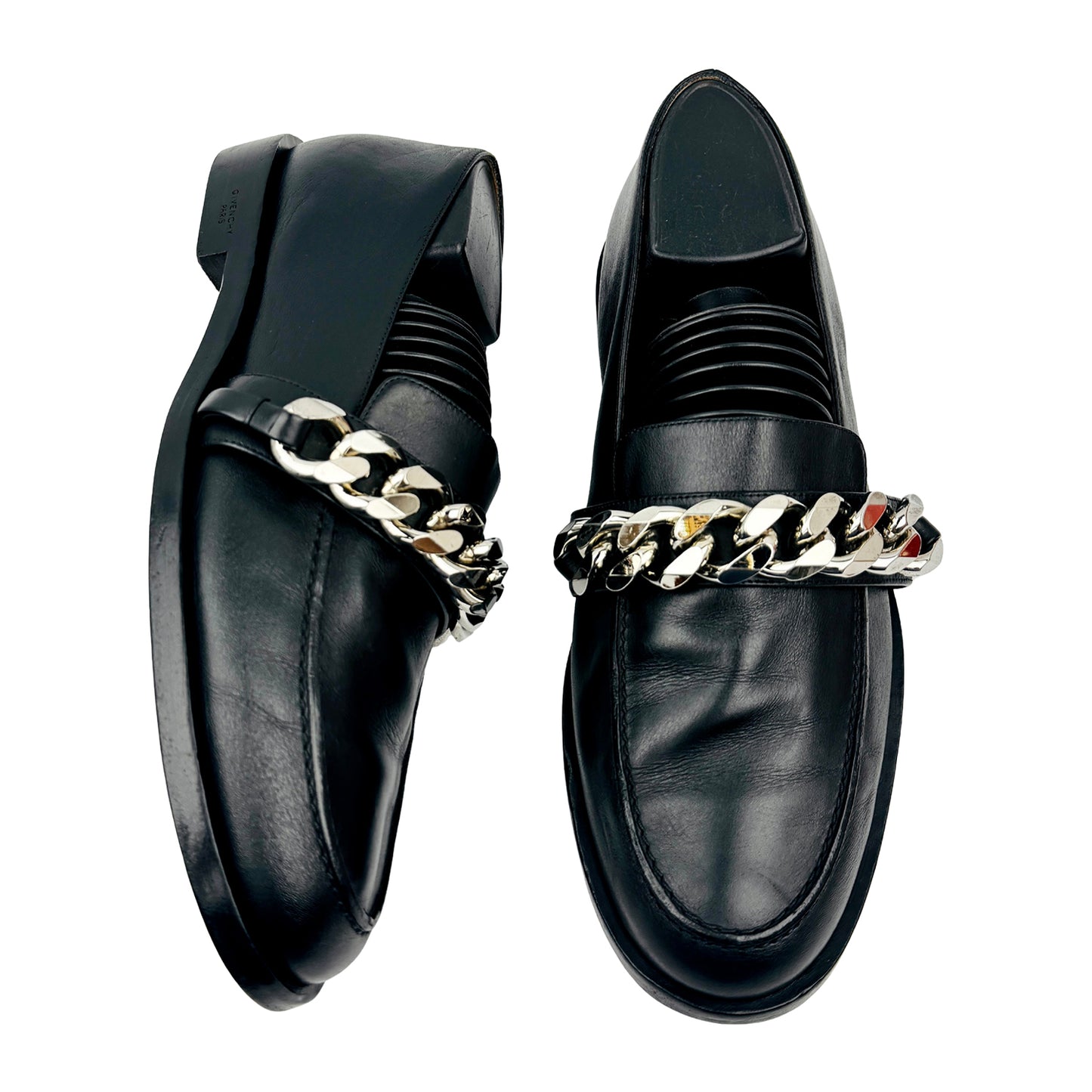 Givenchy Black Leather Chain-Link Loafers (Size 40)