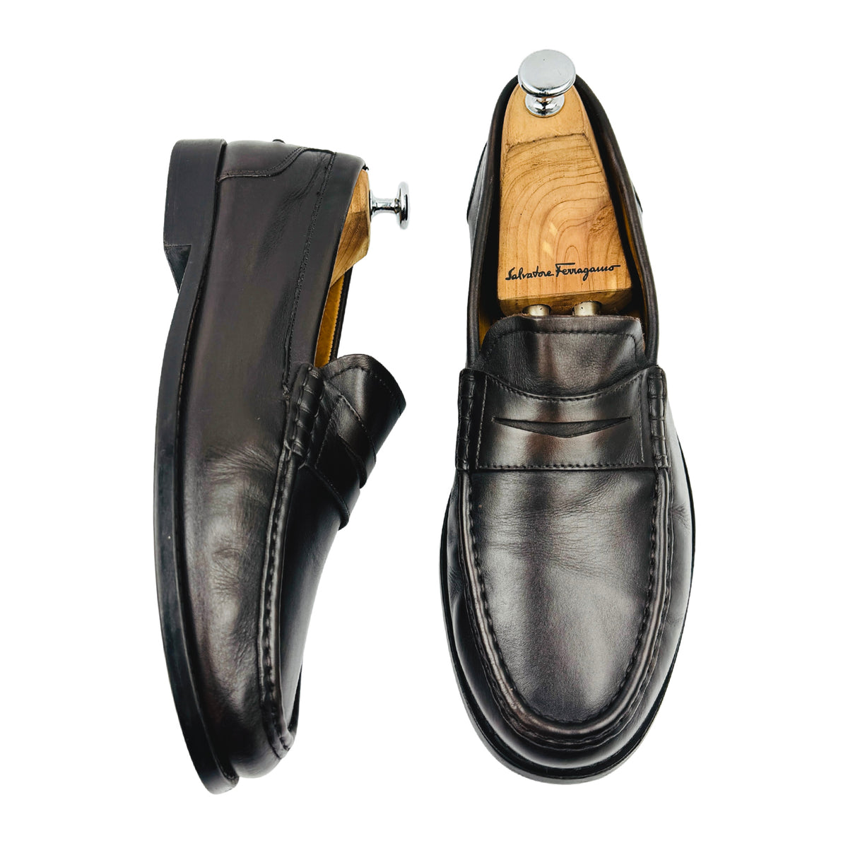 Massimo Dutti Dark Brown Leather Penny Loafers (Size 42/42.5)