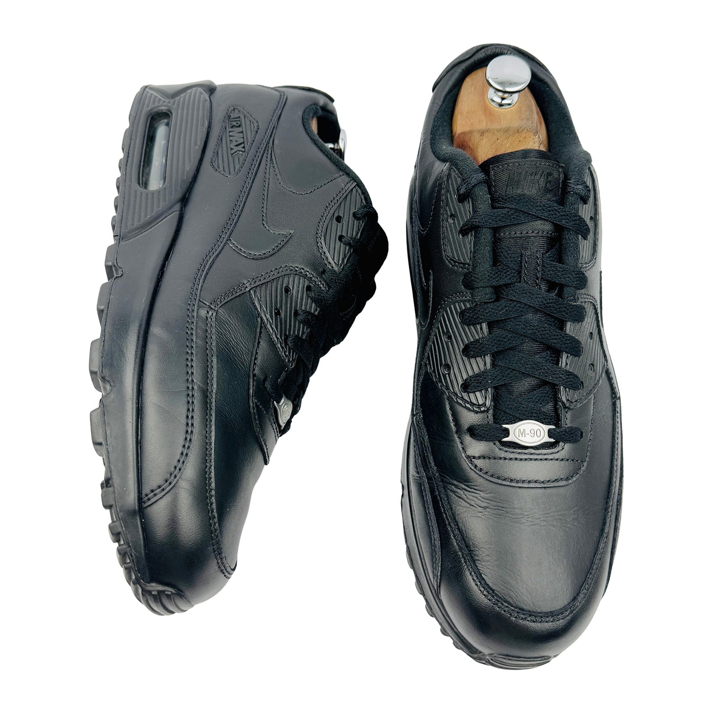 Nike Air Max 90 Leather Black Sneakers (Size 45) - 302519-001