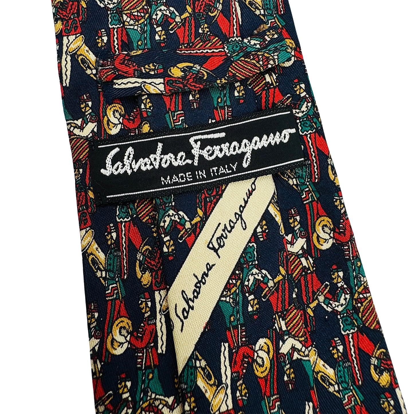 Salvatore Ferragamo Navy Blue 'Geometric Pattern' Tie (Size Regular)